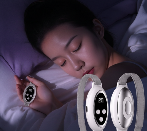 Sleeping Woman with Sleep Monitor